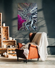CRU FINAL II by Kang Hoon displayed in modern living room, original Korean pen drawing 2025