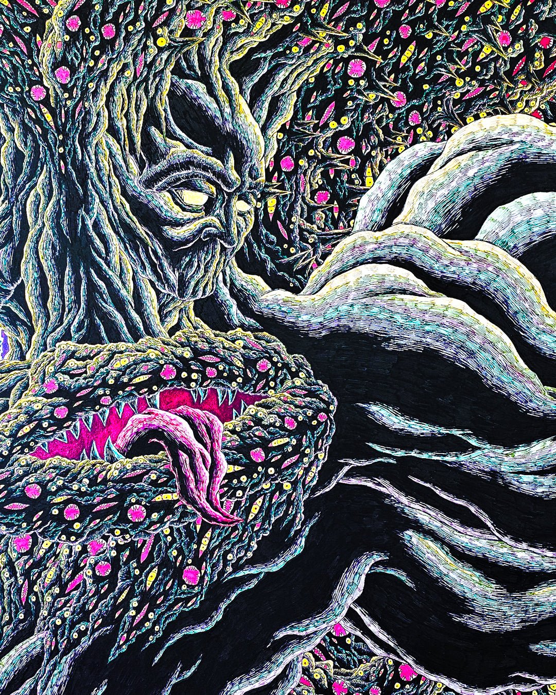 CRU FINAL close-up detail, intricate pen line work by Korean artist Kang Hoon