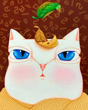 Dansang Cat_Flowing Time close-up detail, brushwork texture by Korean artist Han Hae-suk