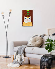 Dansang Cat_Flowing Time by Han Hae-suk displayed in modern living room, original Korean painting 2025