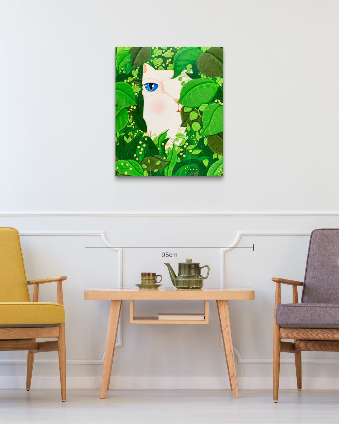 Dansang Cat_Forest, breath, rest size reference 72.7x60.6cm - original Korean painting by Han Hae-suk