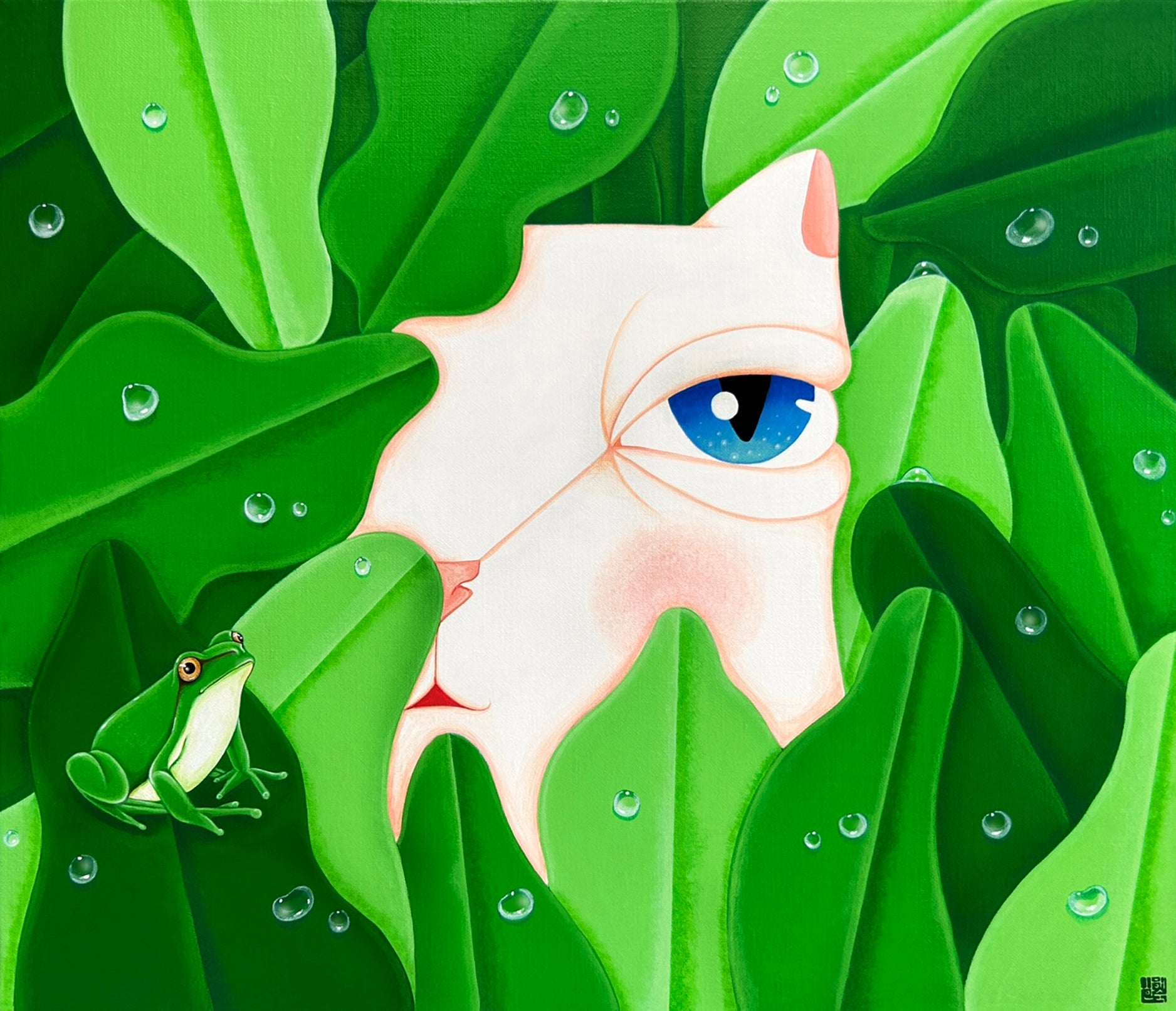 Dansang Cat_Morning Dew - Acrylic on Canvas 53x45.5cm by Han Hae-suk, Korean Contemporary Art 2024