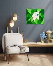 Korean contemporary painting Dansang Cat_Morning Dew by Han Hae-suk, interior wall art decor