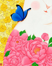 Dansang Cat_Spring Thoughts surface detail - Acrylic on Canvas by Han Hae-suk, Korean fine art 2024