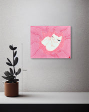 Dansang Cat_The beginning of love size reference 27.3x22cm - original Korean painting by Han Hae-suk