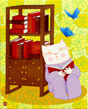 Dansang Cat_Together - Acrylic on Canvas 27.3x22cm by Han Hae-suk, Korean Contemporary Art 2025