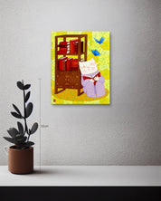 Dansang Cat_Together size reference 27.3x22cm - original Korean painting by Han Hae-suk