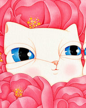 Dansang Cat_You and I close-up detail, brushwork texture by Korean artist Han Hae-suk