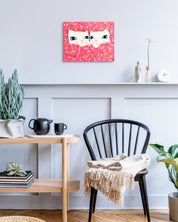 Dansang Cat_You and I by Han Hae-suk displayed in modern living room, original Korean painting 2025