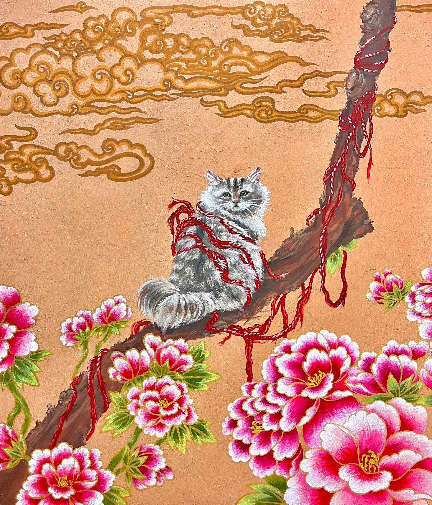 Destiny 1 - Bunchae on Jangji 53x45.5cm by Hwui yeon Lee, Korean Contemporary Art 2024