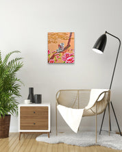 Korean contemporary Bunchae painting Destiny 1 by Hwui yeon Lee, interior wall art decor