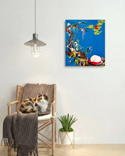 Korean contemporary Bunchae painting Destiny 2 by Hwui yeon Lee, interior wall art decor