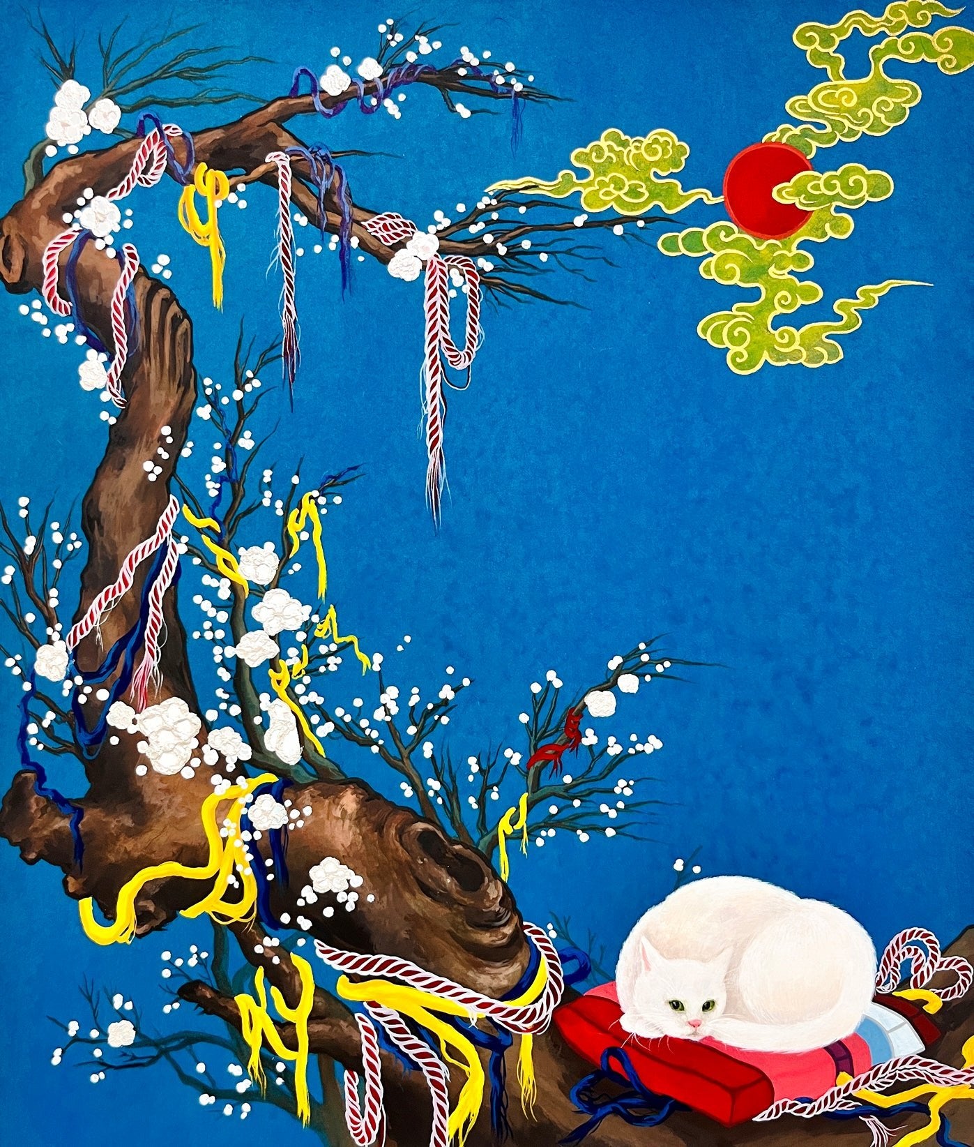 Destiny 2 - Bunchae on Jangji 53x45.5cm by Hwui yeon Lee, Korean Contemporary Art 2024