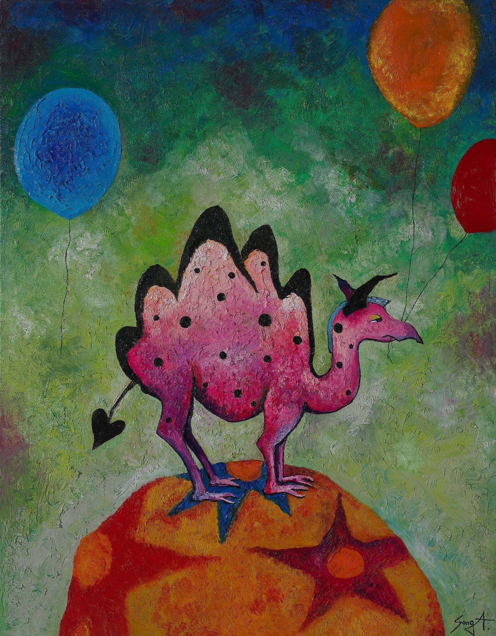 korean art, Dragon Camel with balloons - DOKHBI ARTWORKS Painting Yun Song-A