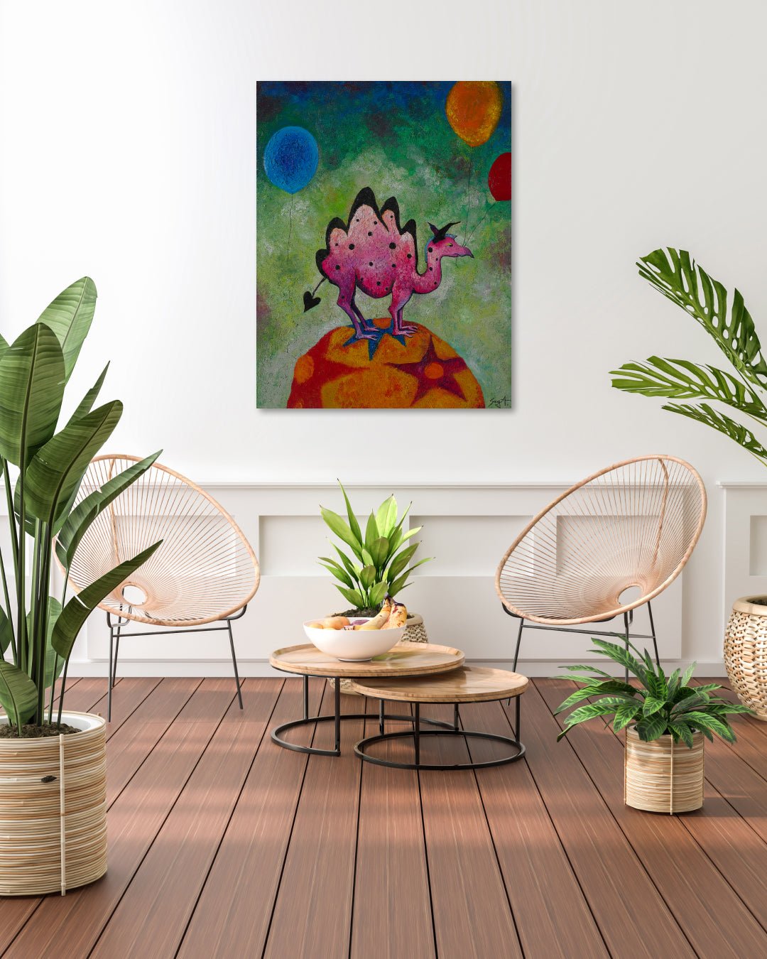 korean art, Dragon Camel with balloons - DOKHBI ARTWORKS Painting Yun Song-A