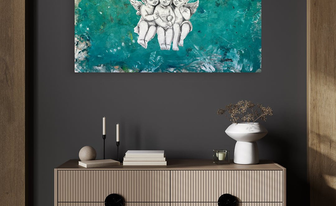 korean art, Each - DOKHBI ARTWORKS Feeldog Painting ARTWORKS dokkaebi dokebi k - art Each by Feeldog displayed in modern living room, original Korean painting 2025 DOKHBI