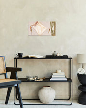 Essence Unveiled I by Ji Young Kim displayed in modern living room, original Korean silk embroidery art 2023