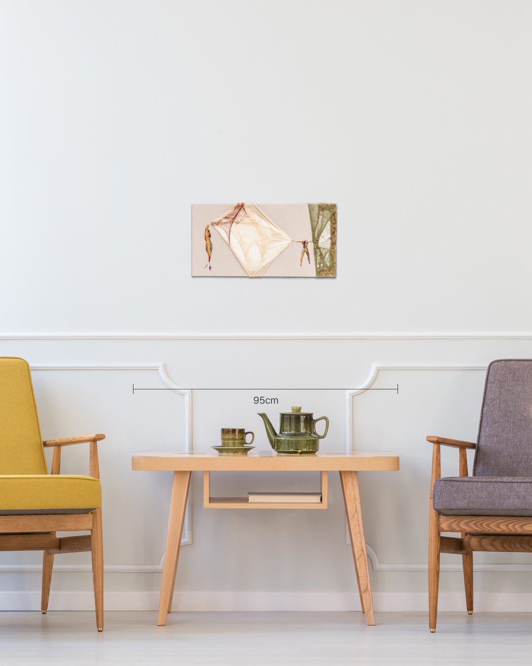 Essence Unveiled I size reference 50x25cm - original Korean silk embroidery art by Ji Young Kim