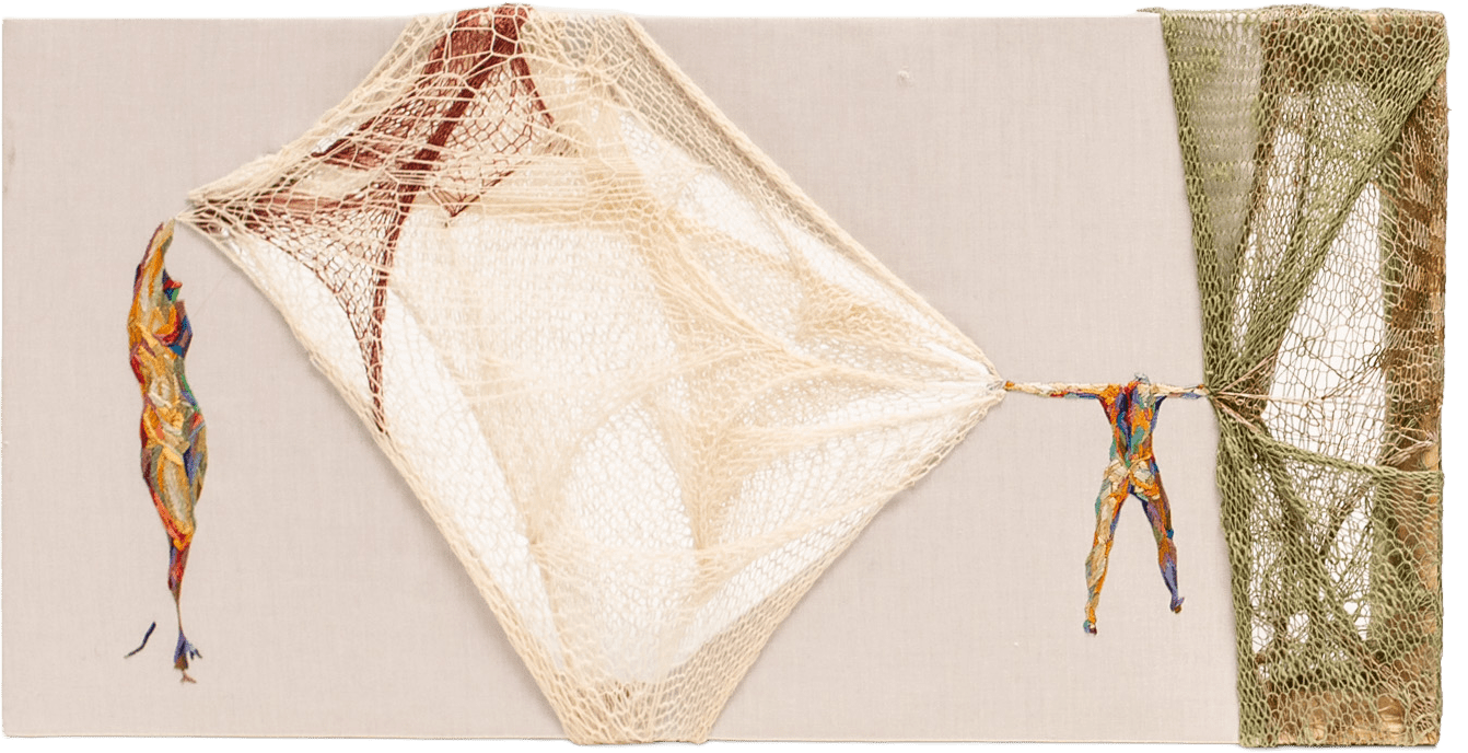 Essence Unveiled I - Spandex, Silk Thread Embroidery 50x25cm by Ji Young Kim, Korean Contemporary Textile Art 2023