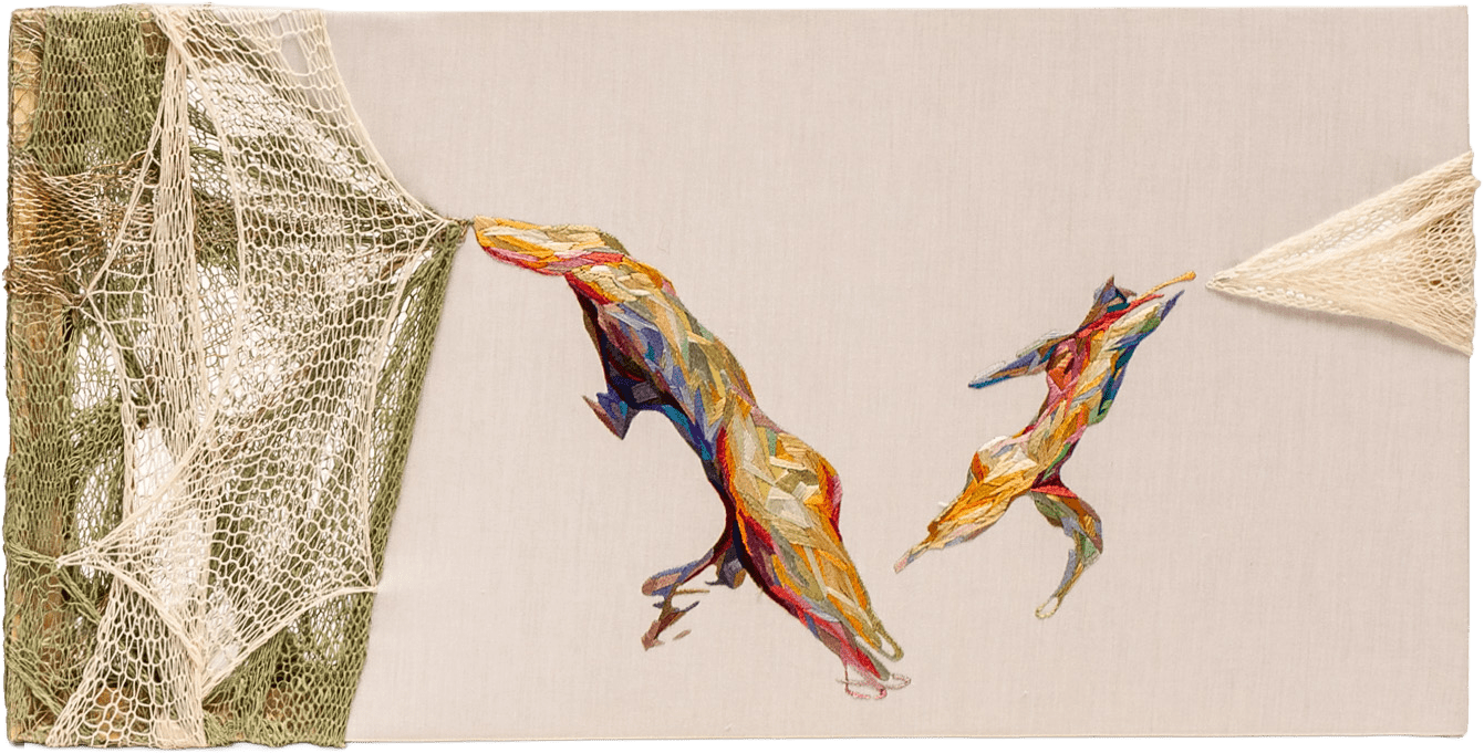 Essence Unveiled II - Spandex, Silk Thread Embroidery 50x25cm by Ji Young Kim, Korean Contemporary Textile Art 2023