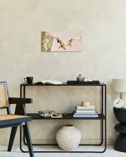 Essence Unveiled II by Ji Young Kim displayed in modern living room, original Korean silk embroidery art 2023