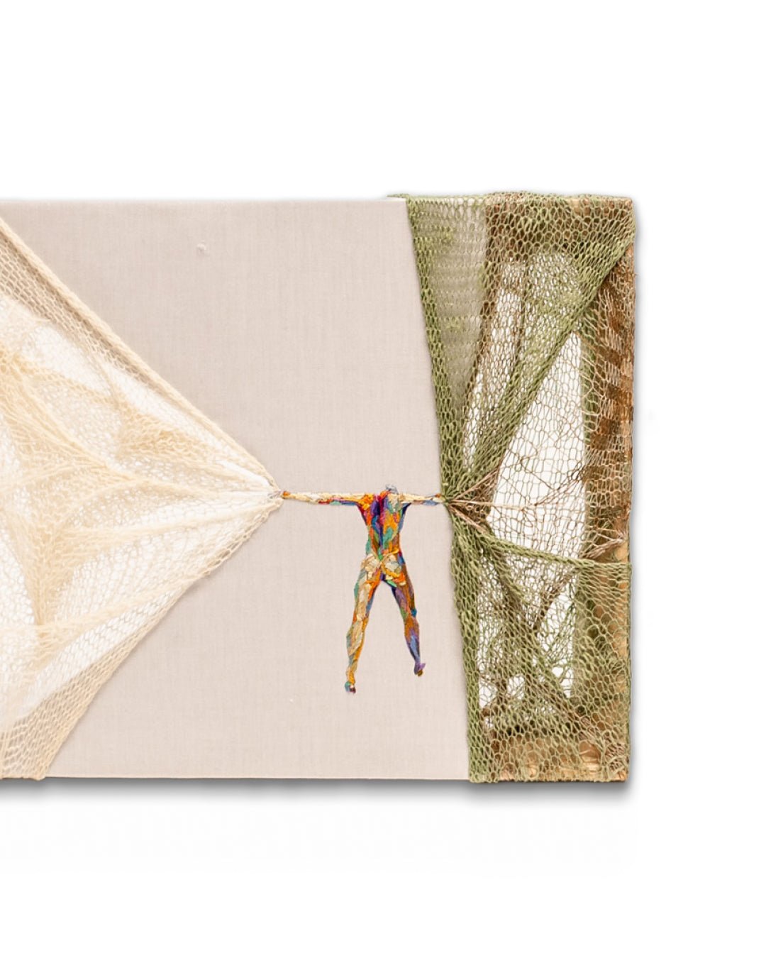 Essence Unveiled I surface detail - spandex silk thread embroidery by Ji Young Kim, Korean fiber art 2023