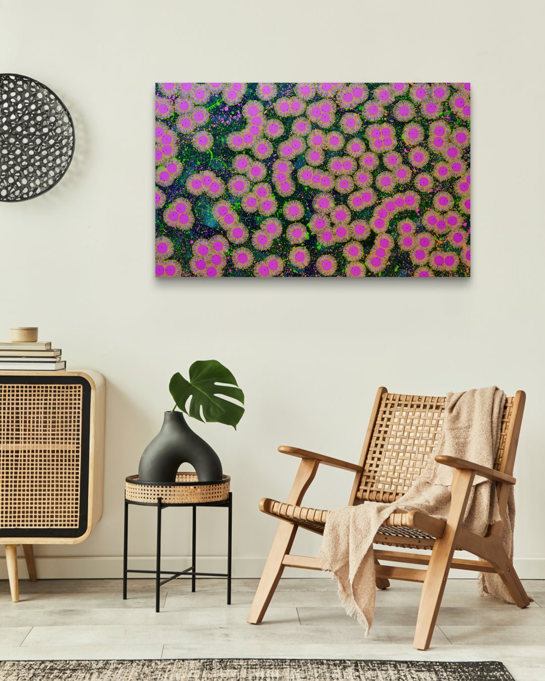 korean art, Eternal in the Moment - Time’s Beautiful Veil - DOKHBI ARTWORKS LILY Painting ARTWORKS dokkaebi dokebi k - art Eternal in the Moment - Time's Beautiful Veil by LILY displayed in modern living room, original Korean painting 2024 DOKHBI