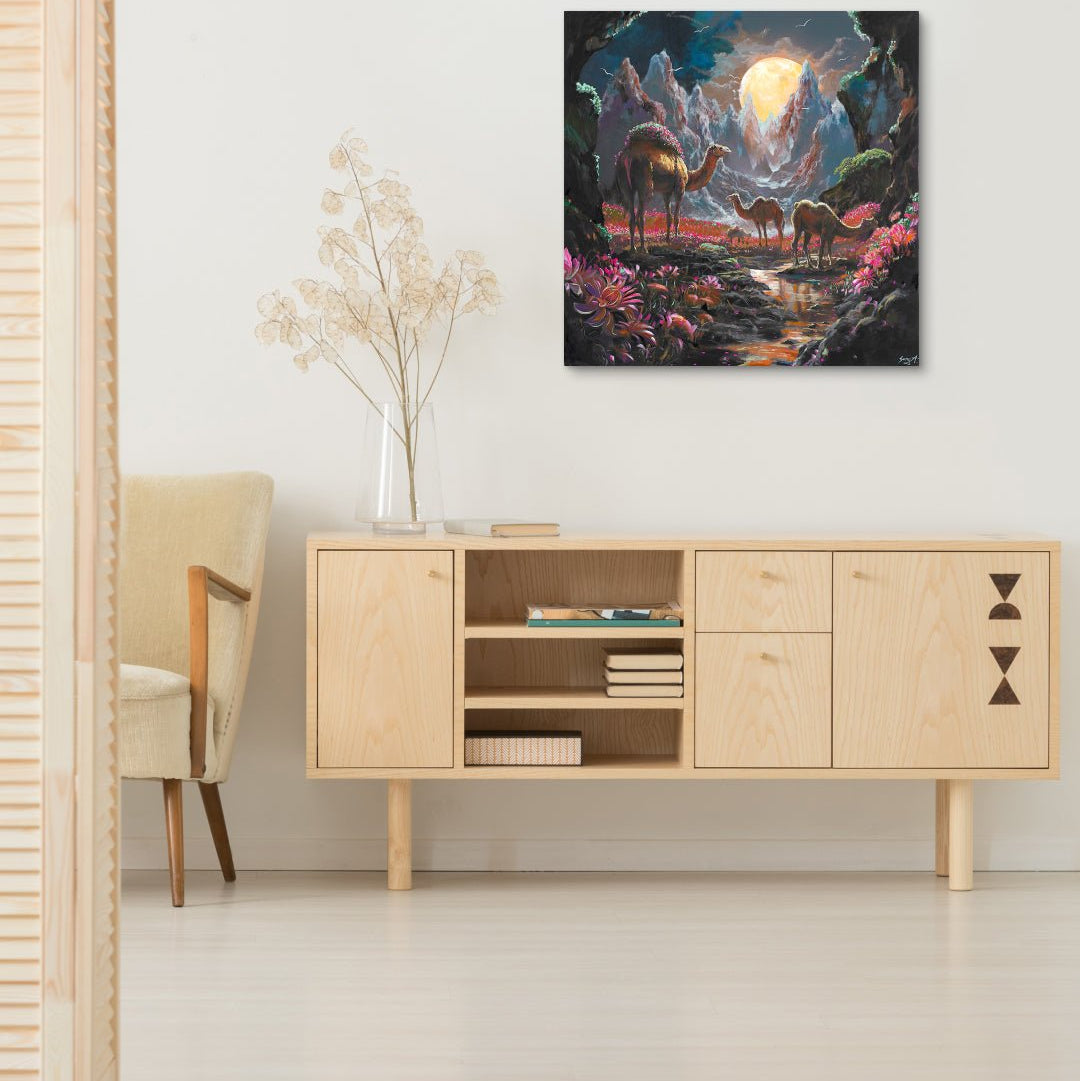 korean art, Family Trip to fantasy land - DOKHBI ARTWORKS Painting Yun Song - A ARTWORKS dokkaebi dokebi k - art Family Trip to fantasy land by Yun Song - A displayed in modern living room, original Korean painting 2024 DOKHBI