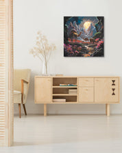 korean art, Family Trip to fantasy land - DOKHBI ARTWORKS Painting Yun Song - A ARTWORKS dokkaebi dokebi k - art Family Trip to fantasy land by Yun Song - A displayed in modern living room, original Korean painting 2024 DOKHBI