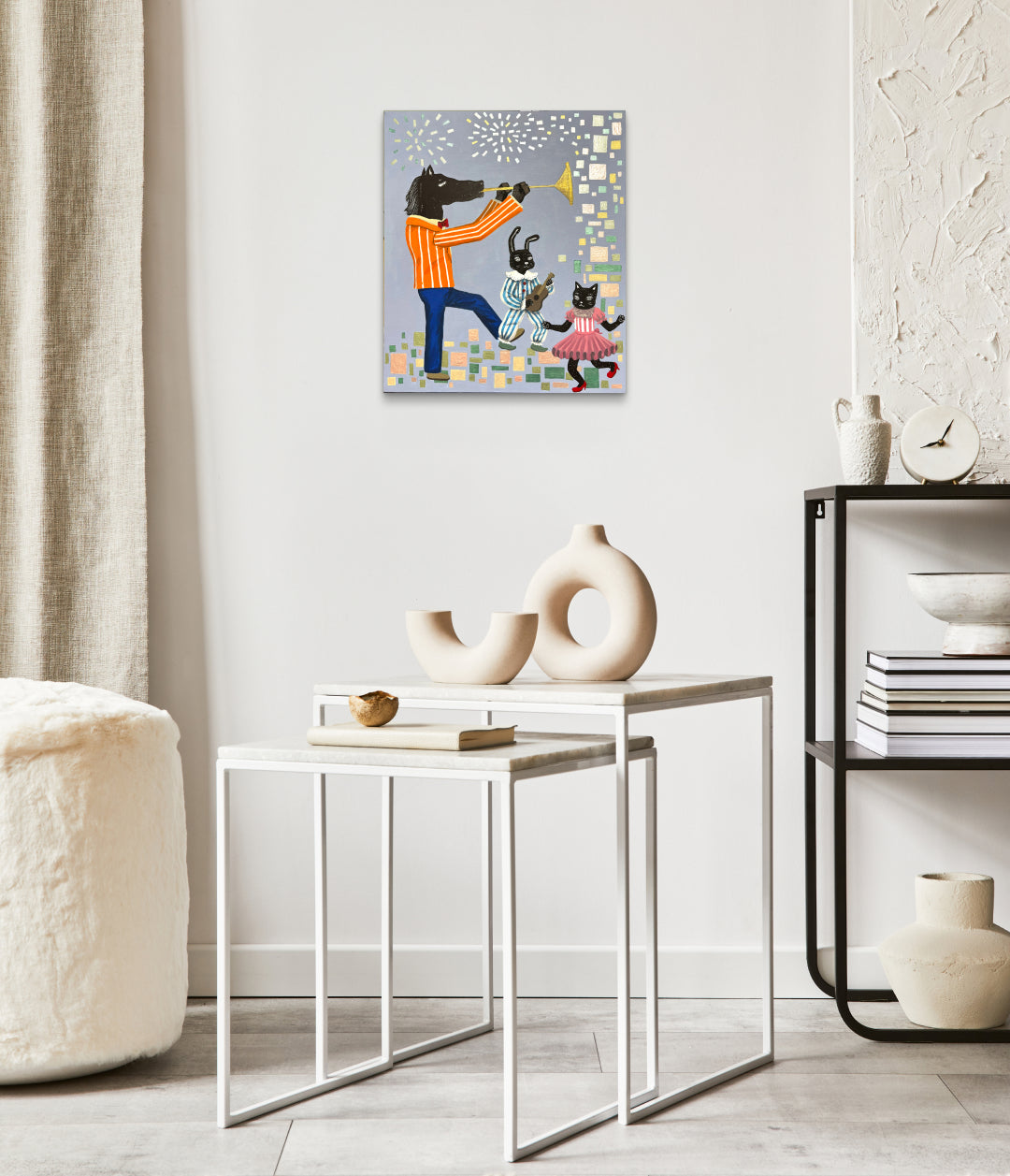 Feast by Anna Song displayed in modern living room, original Korean painting 2025
