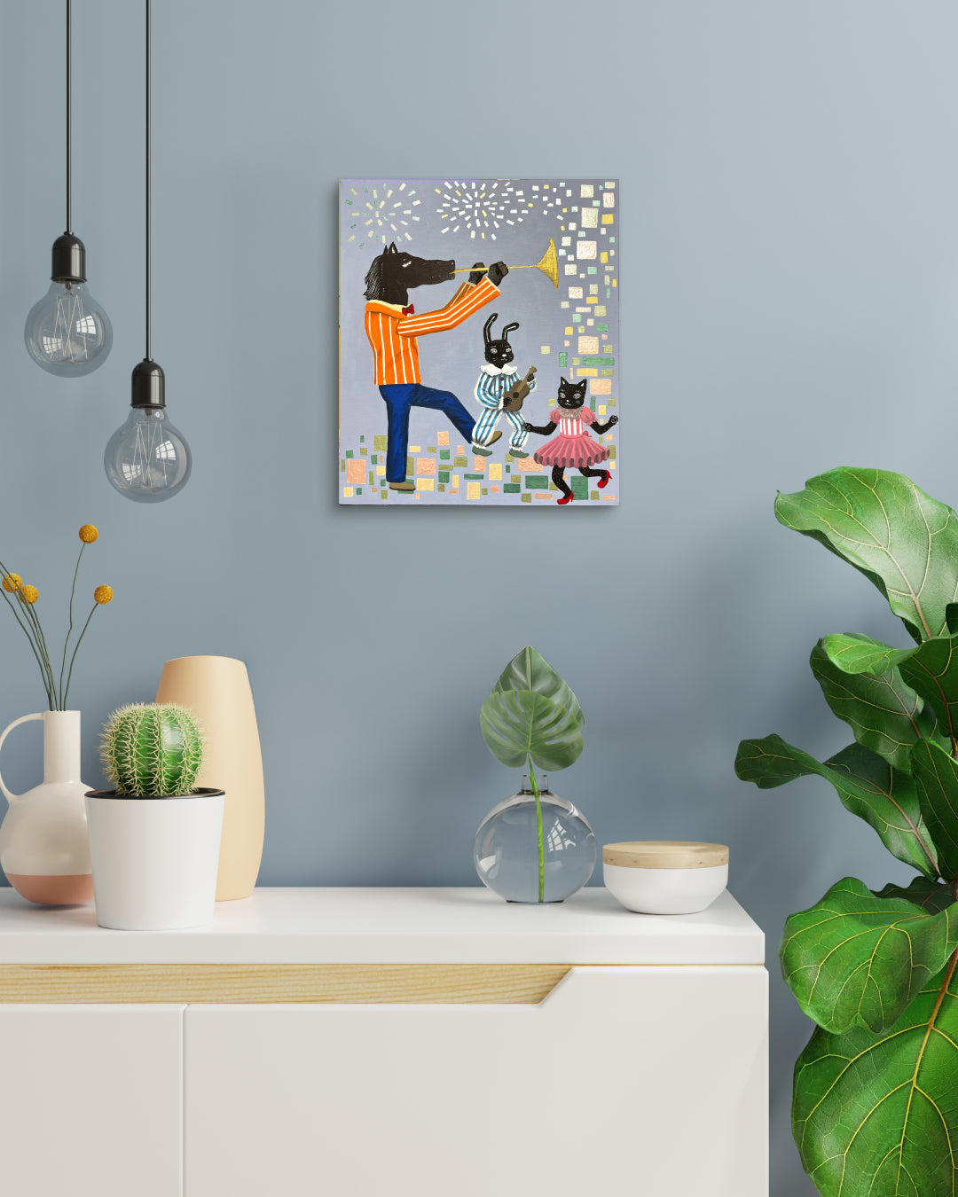 Korean contemporary painting Feast by Anna Song, interior wall art decor