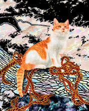 Flow close-up detail, Bunchae pigment texture by Korean artist Hwui yeon Lee