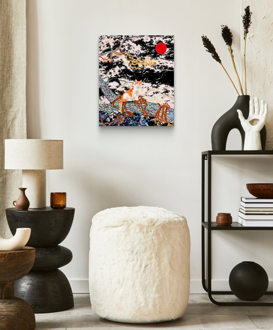 Flow by Hwui yeon Lee displayed in modern living room, original Korean traditional painting 2025