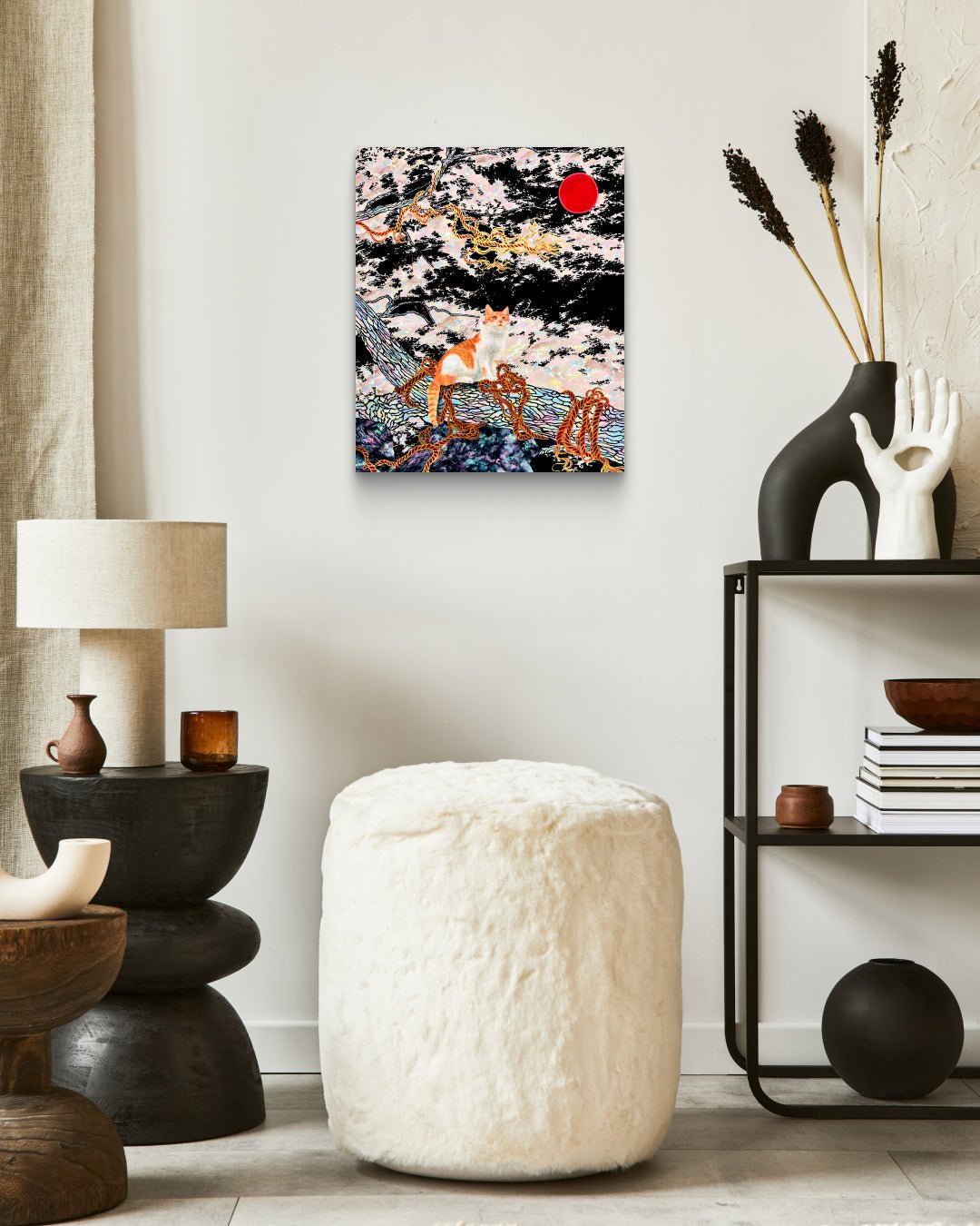 Flow by Hwui yeon Lee displayed in modern living room, original Korean traditional painting 2025