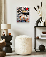 Flow by Hwui yeon Lee displayed in modern living room, original Korean traditional painting 2025