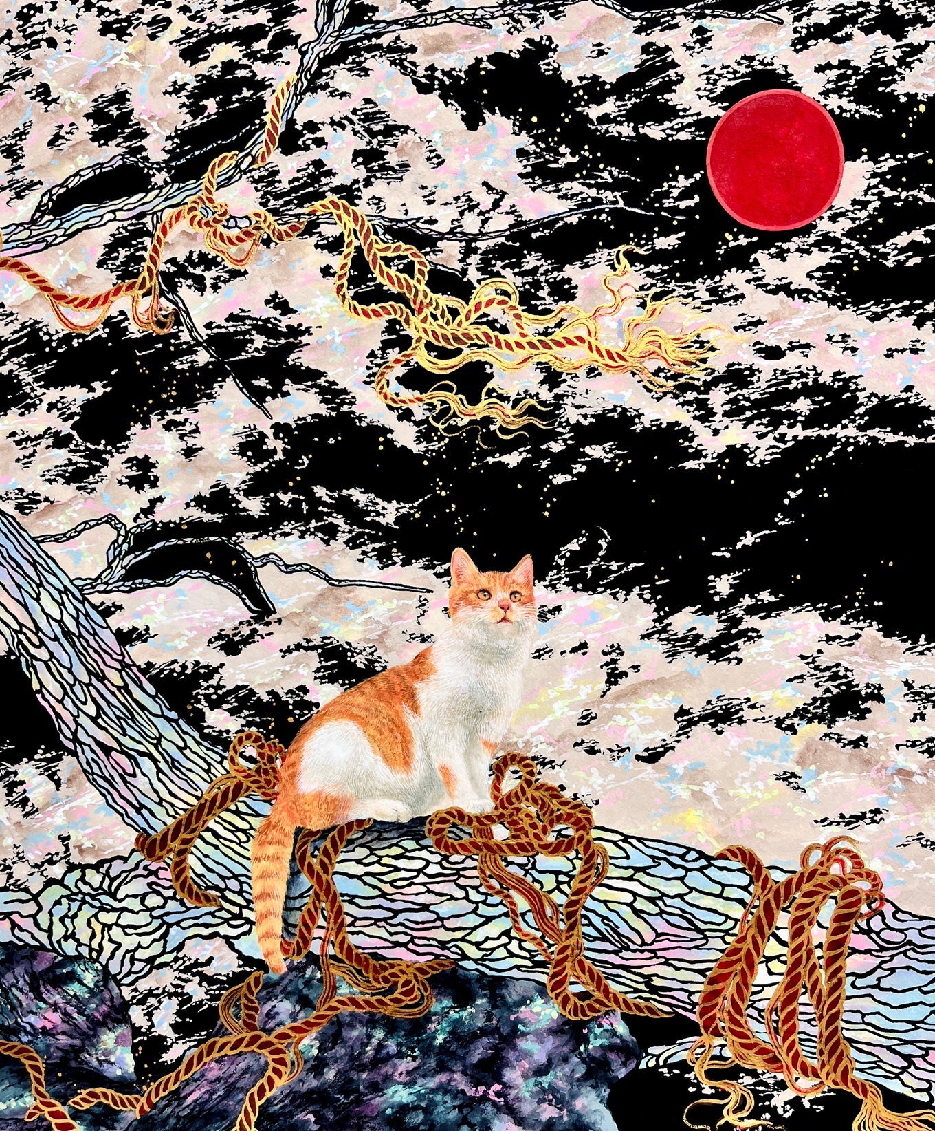 Flow - Bunchae on Jangji 45.5x38cm by Hwui yeon Lee, Korean Contemporary Art 2025