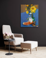 korean art, Flower and Whiskey - DOKHBI ARTWORKS Feeldog Painting ARTWORKS dokkaebi dokebi k - art Korean contemporary painting Flower and Whiskey by Feeldog, interior wall art decor DOKHBI