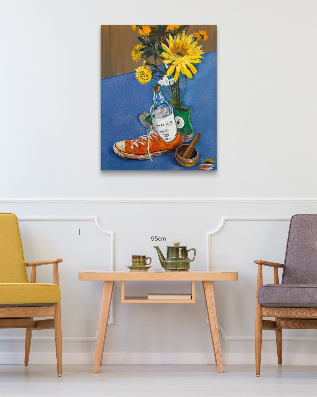 korean art, Flower and Whiskey - DOKHBI ARTWORKS Feeldog Painting ARTWORKS dokkaebi dokebi k - art Flower and Whiskey size reference 72x91cm - original Korean painting by Feeldog DOKHBI