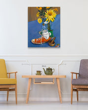 korean art, Flower and Whiskey - DOKHBI ARTWORKS Feeldog Painting ARTWORKS dokkaebi dokebi k - art Flower and Whiskey size reference 72x91cm - original Korean painting by Feeldog DOKHBI