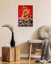 Korean contemporary Bunchae painting Fortune by Hwui yeon Lee, interior wall art decor