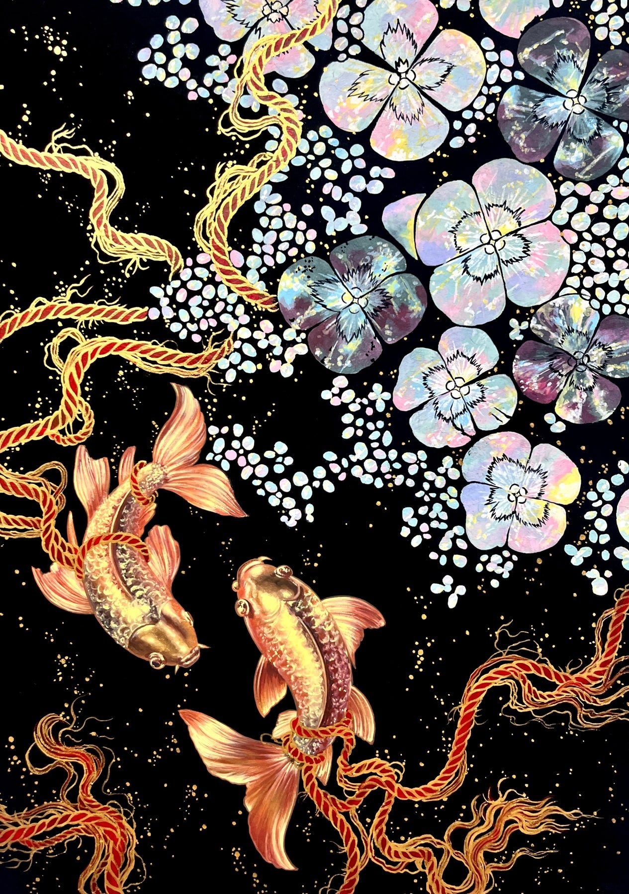 Fortune - Bunchae on Jangji 45.5x29.7cm by Hwui yeon Lee, Korean Contemporary Art 2025