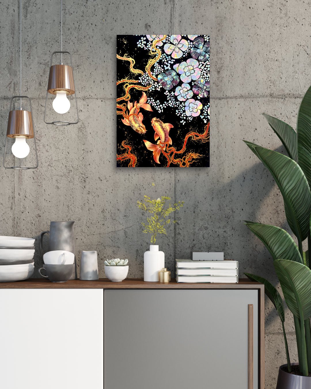 Fortune by Hwui yeon Lee displayed in modern living room, original Korean traditional painting 2025