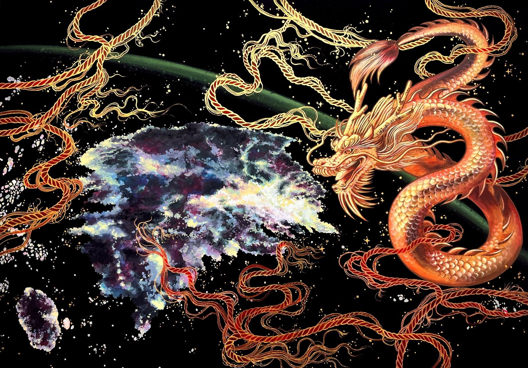 Fortune - Bunchae on Jangji 45.5x65.1cm by Hwui yeon Lee, Korean Contemporary Art 2025