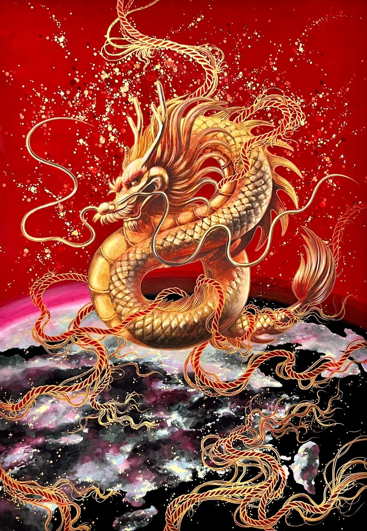 Fortune - Bunchae on Jangji 65.1x45.5cm by Hwui yeon Lee, Korean Contemporary Art 2025