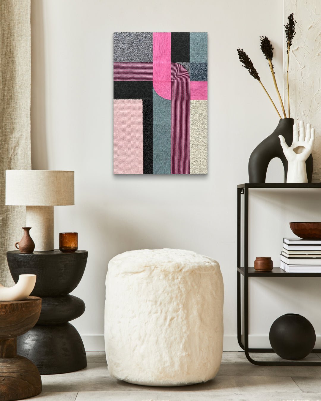 Korean contemporary Hanji painting Gift 4 (Pink) by Lee Yu-mi (Haerang), interior wall art decor