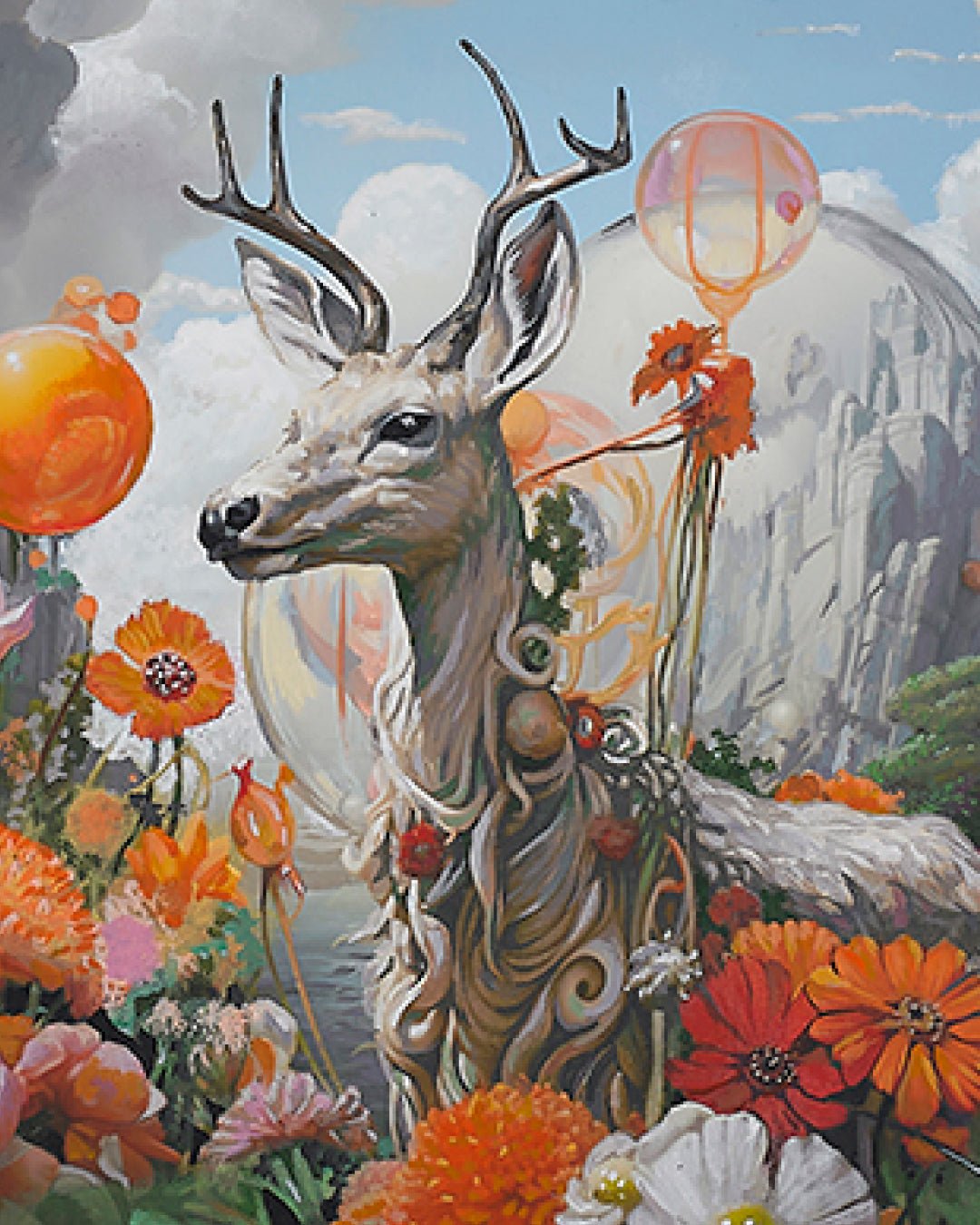korean art, God of Prosperity - DOKHBI ARTWORKS Painting Yun Song - A ARTWORKS dokkaebi dokebi k - art God of Prosperity close - up detail, brushwork texture by Korean artist Yun Song - A DOKHBI