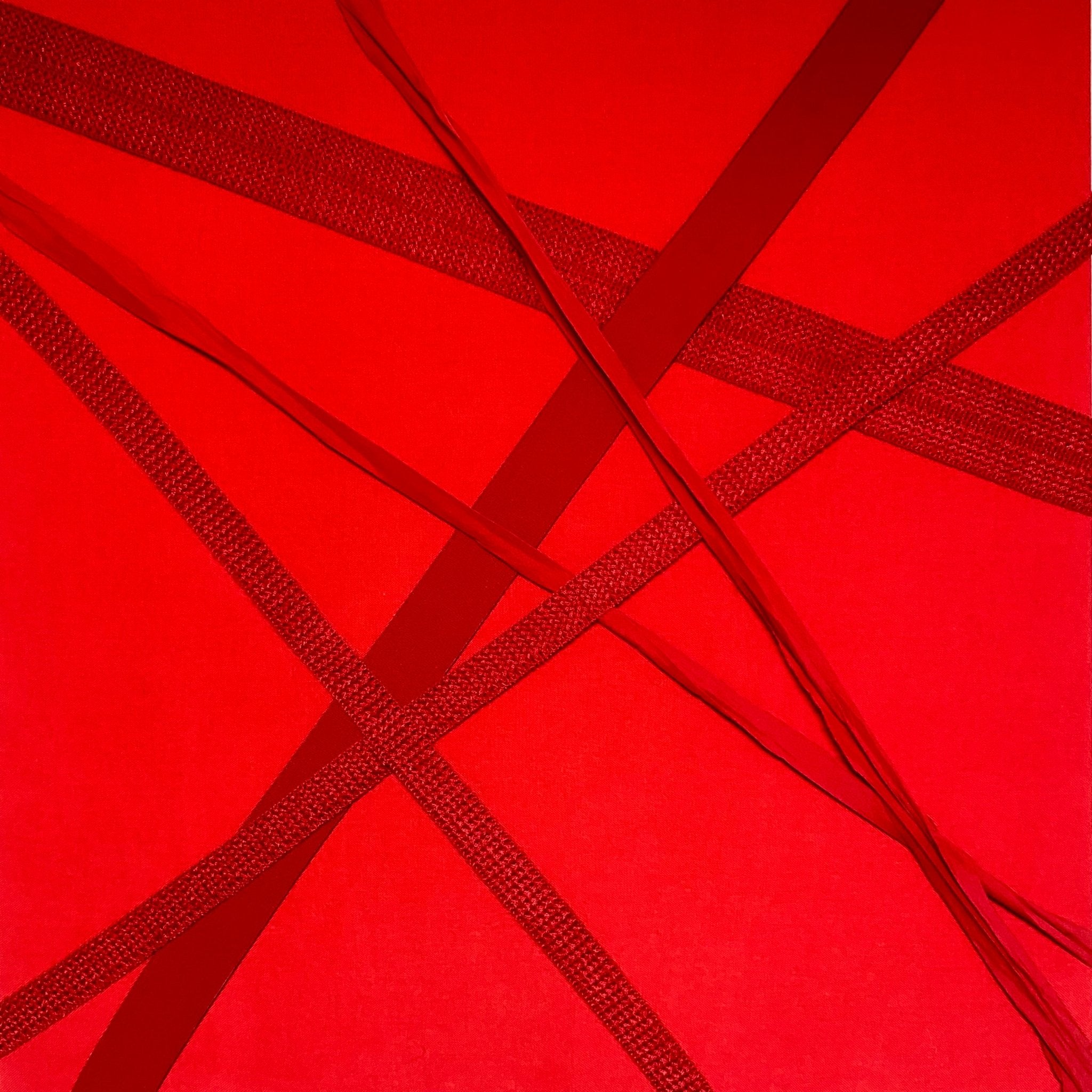 HOPE 1 - fabric compound, knitting, cotton linen 37.9x37.9cm by KELLEY KIM, Korean Contemporary Textile Art 2023