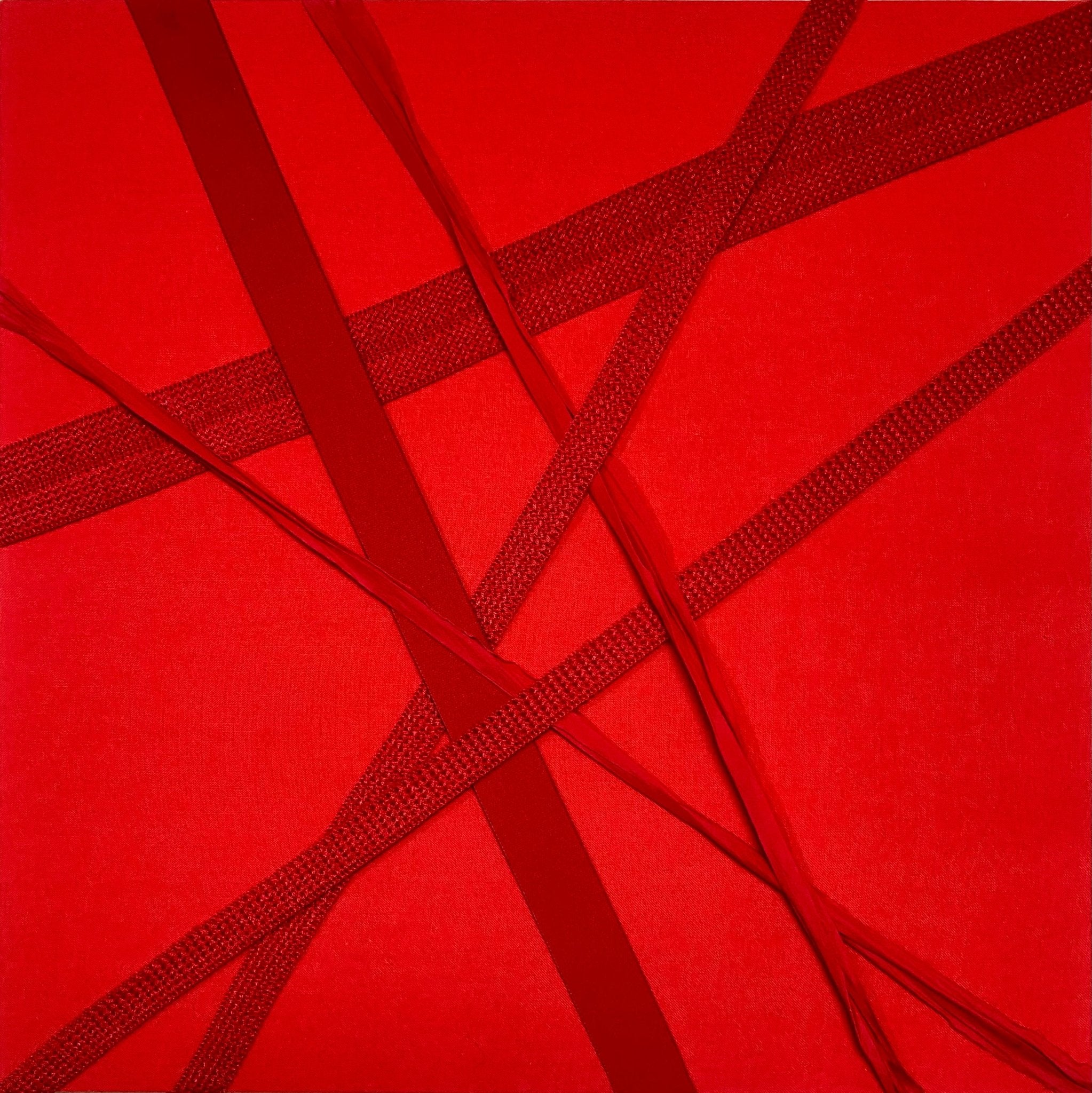 HOPE 4 - fabric compound, knitting, cotton linen 37.9x37.9cm by KELLEY KIM, Korean Contemporary Textile Art 2024