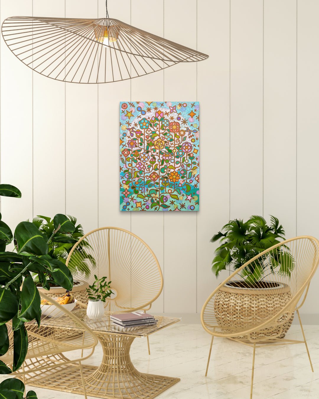 Korean contemporary painting Humming garden 20-4 by Kim Young-jin, interior wall art decor