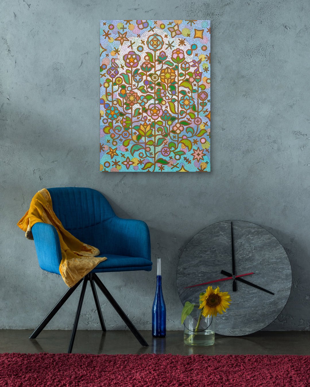 Korean contemporary painting Humming garden 20-5 by Kim Young-jin, interior wall art decor